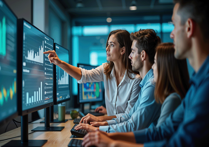 Maverick Networks operations team working on a unified communications project 850x600